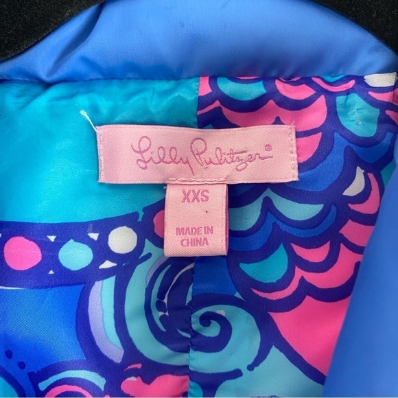 Lilly Pulitzer Puffer Down Bright Blue Vest XXS - Picture 12 of 12